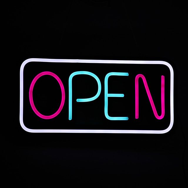 LED 오픈 네온사인 OPEN 네온간판 네온조명 개업선물 영업중 전광판 사각 : 따봉몰.