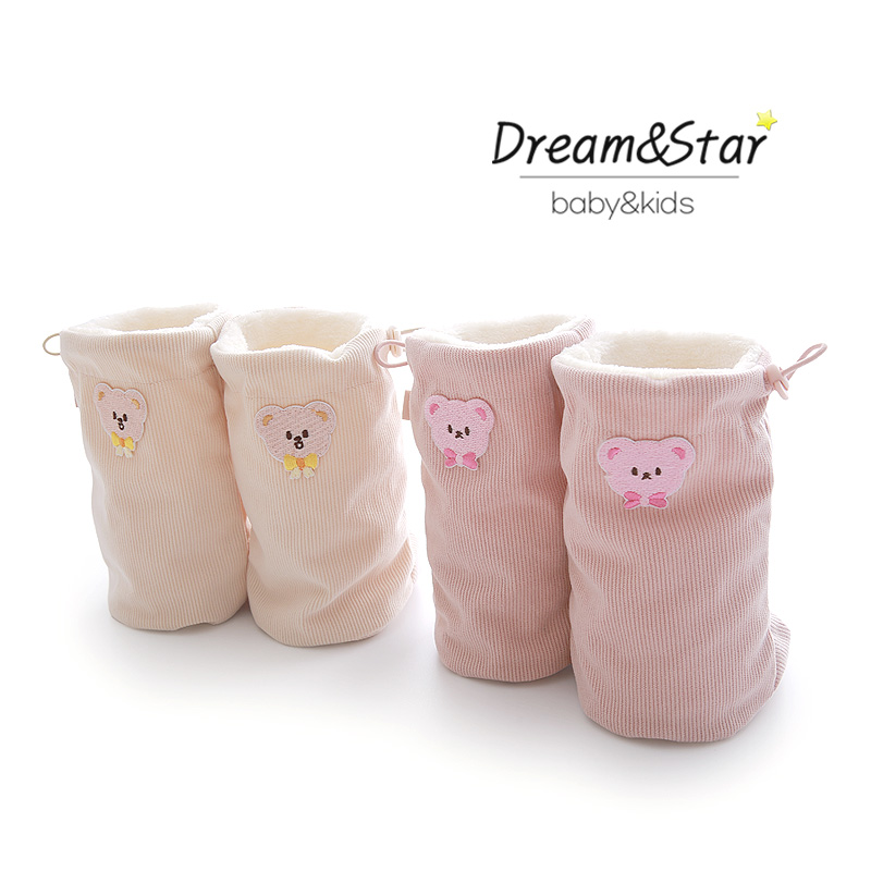 [꿈과별]골덴 패치 곰돌이 풋워머 겨울 털신발 털토시 겨울부츠 - 상세 이미지 4