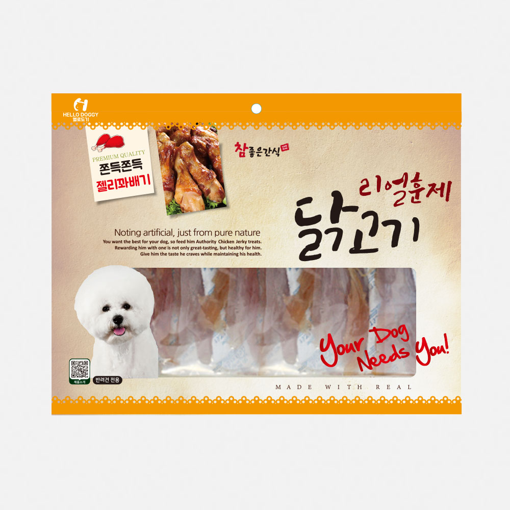 헬로도기 리얼훈제 강아지건조간식 강아지대용량간식 사사미 젤리꽈배기, 150g, 1개 - 메인 이미지