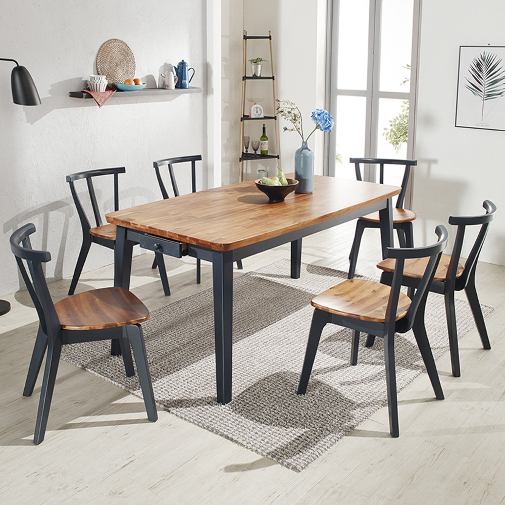 A42고무나무 아카시아 원목 서랍 1900 8인 식탁세트