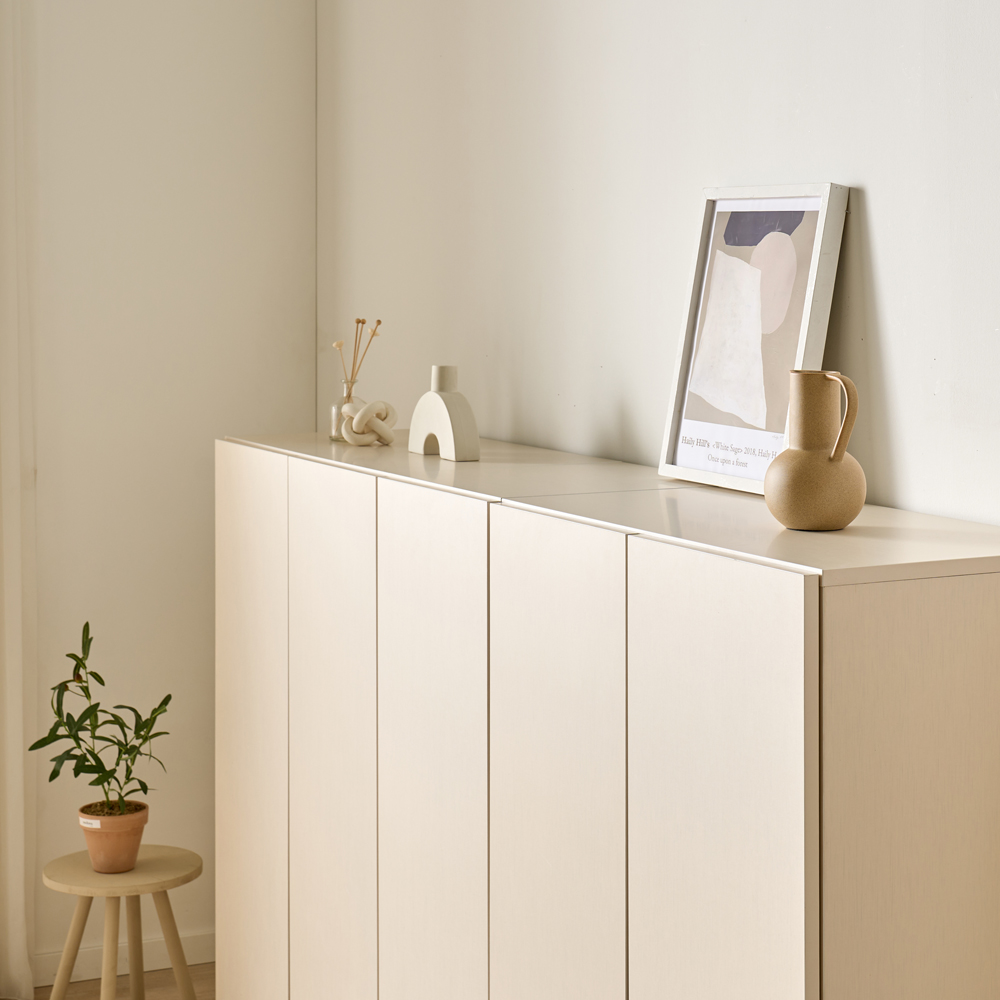 [기본형] 조아 수납장 모듈 다용도 거실 베란다 (더 높은/일반형 800), 3단, 크림화이트