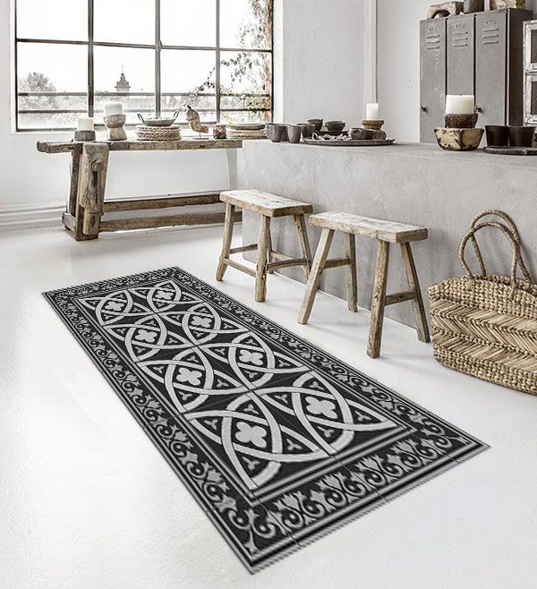 베이자플로우 PVC 타일 러그 - 셀틱 블랙 콘크리트 120 x 195 cm