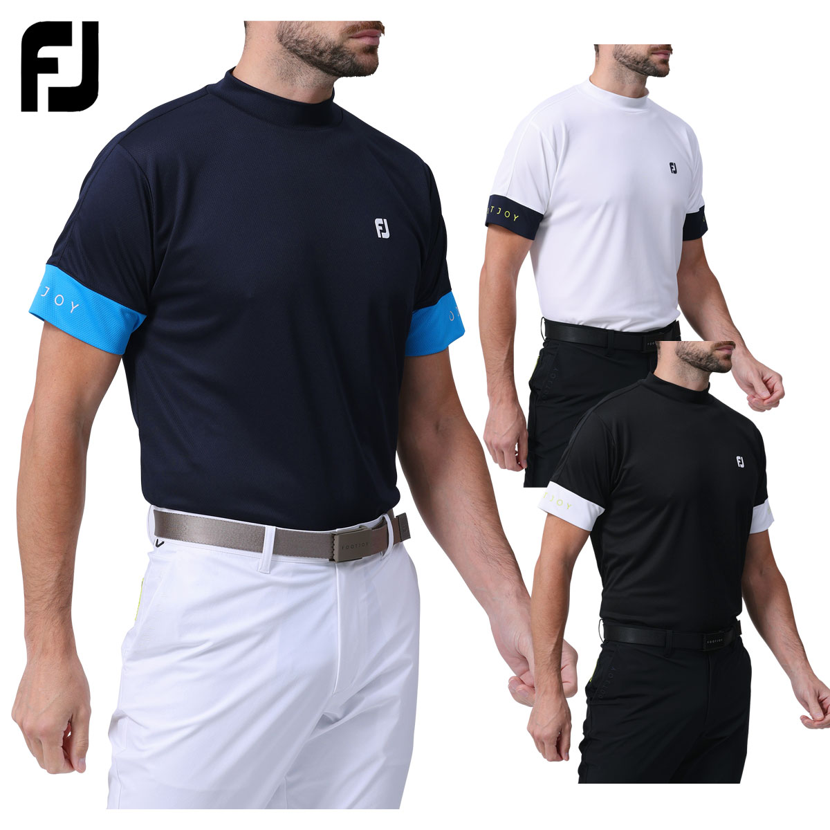 풋조이 FOOTJOY 남성 골프 모크넥 로고 반팔 티셔츠 FJ-S24-S05 3컬러 - 상품 이미지