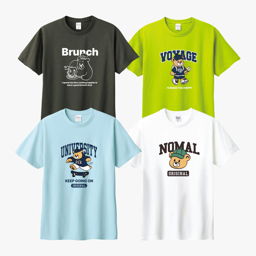 곰돌이 프린팅 여자 반팔티 빅사이즈 오버핏 루즈핏 레이어드 이너 면 박스 티셔츠