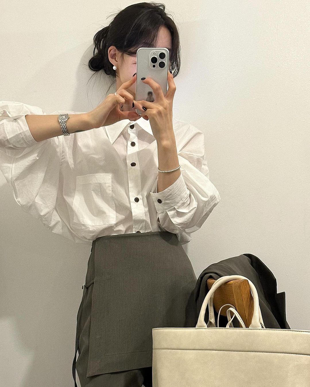 닐브 여성 가을 오버피 루즈핏 빅사이즈 가오리핏 포켓 셔츠 남방