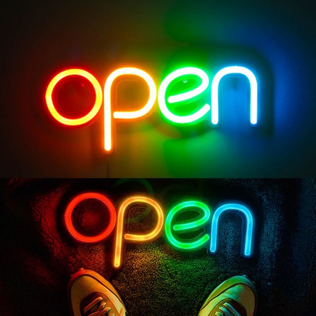 LED 오픈 네온사인 영업중 간판 레인보우 : 대륙의실수.