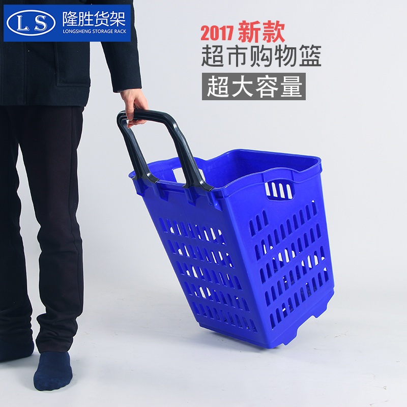 장바구니캐리어 초대형 플라스틱 바퀴형 식료품 쇼핑용 빅 레드 80L - 상세 이미지 2