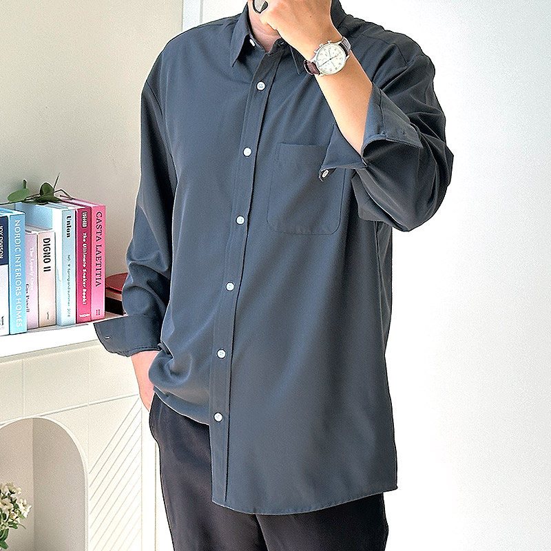 남자셔츠 링클프리 스판 오버핏 긴팔 남성남방 빅사이즈