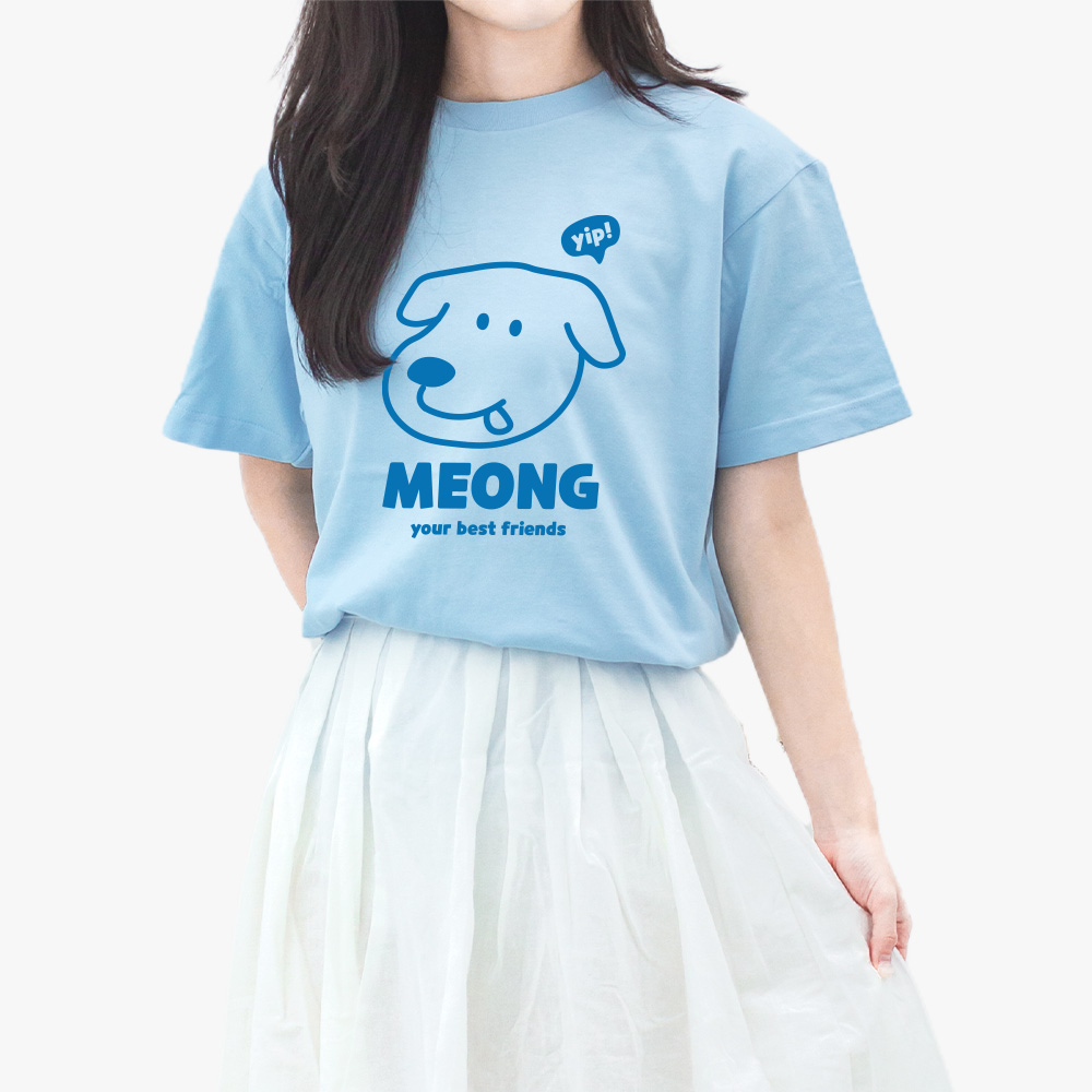 강아지 프린팅 여자 반팔 티셔츠 라운드 박스티 루즈핏 빅사이즈 롱 이너 이미지 8