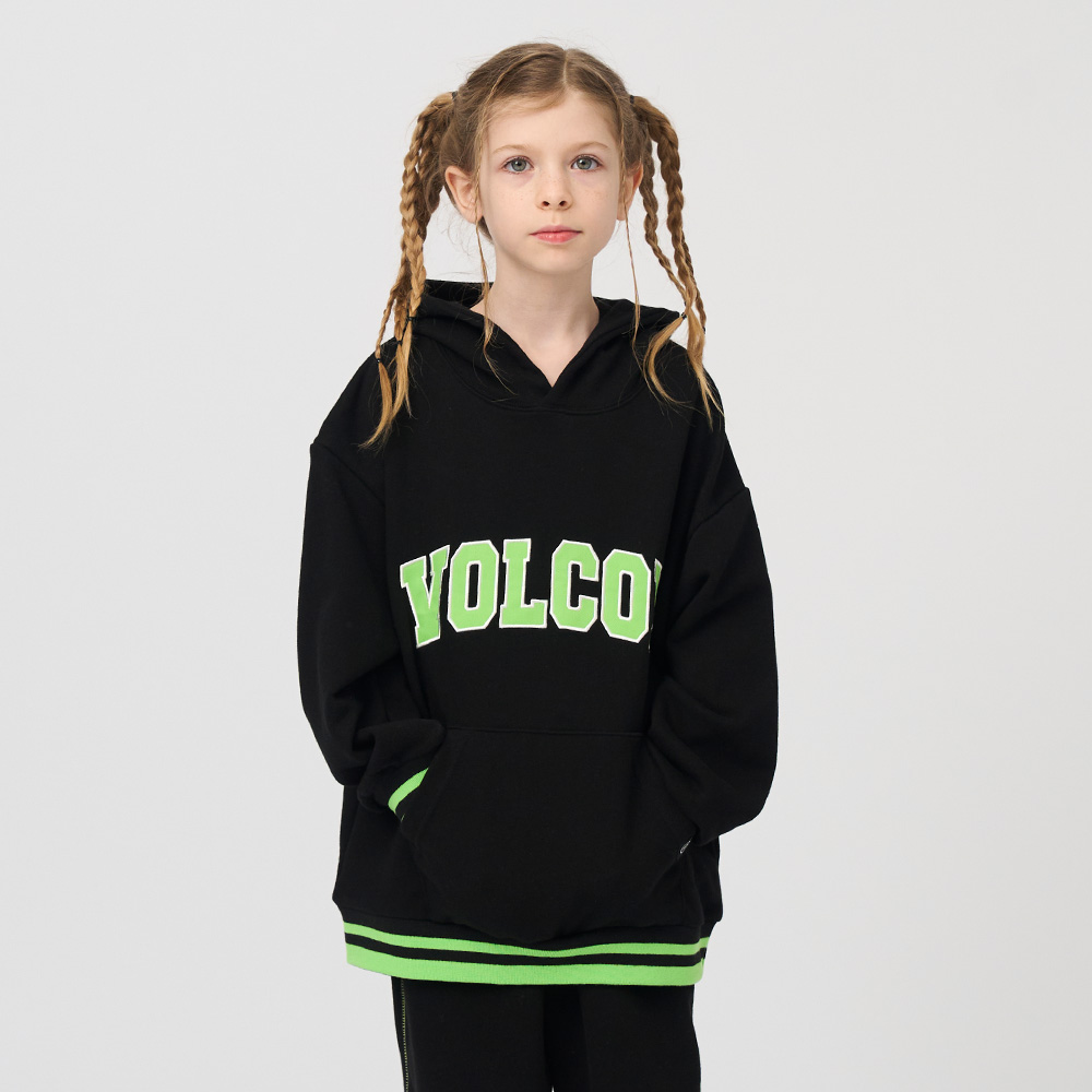 볼컴키즈 포인트 빅로고 후드_D4F315 - 상세 이미지 3