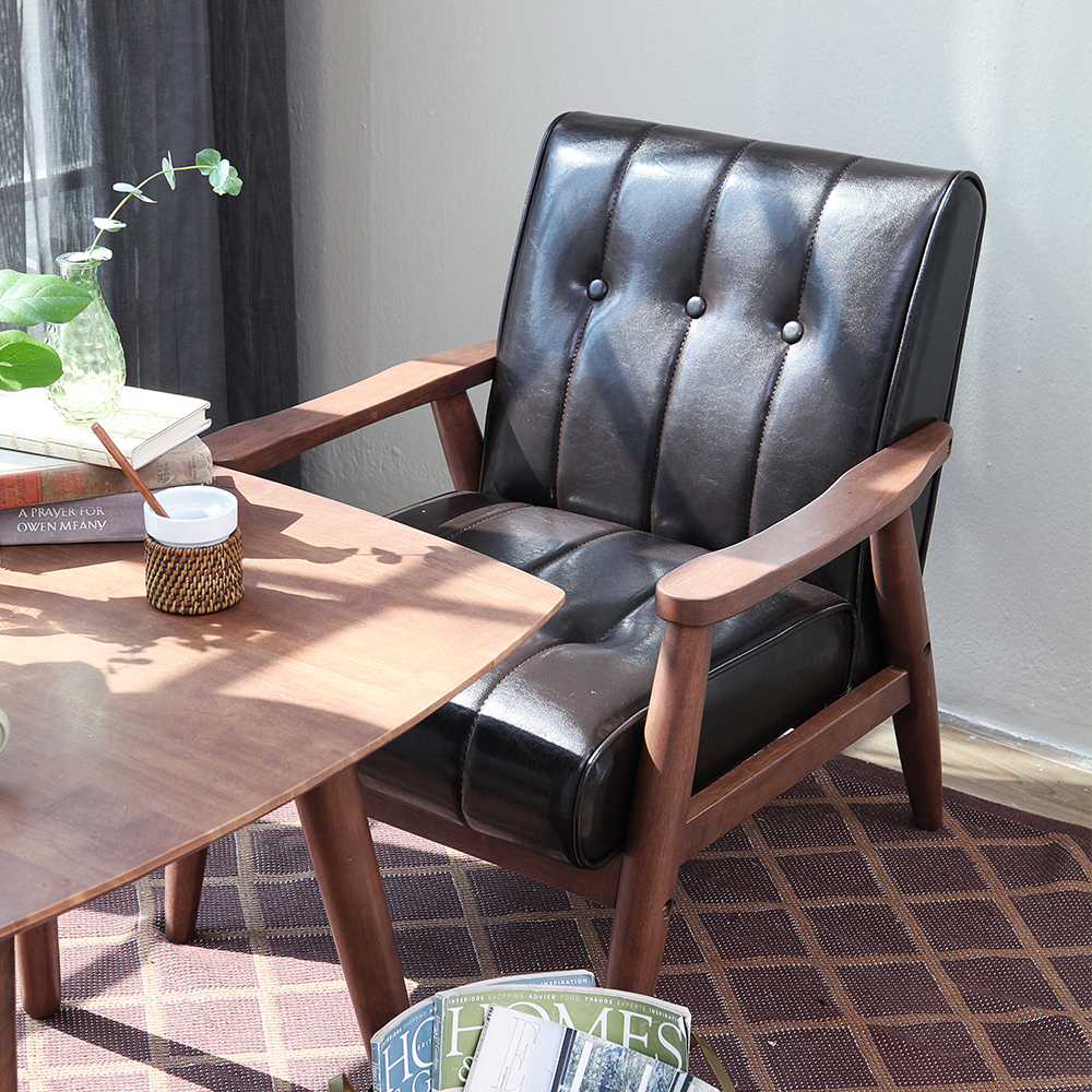 베스트리빙 피렌체 1인 소파 인조가죽 원목 암체어 카페 인테리어 의자