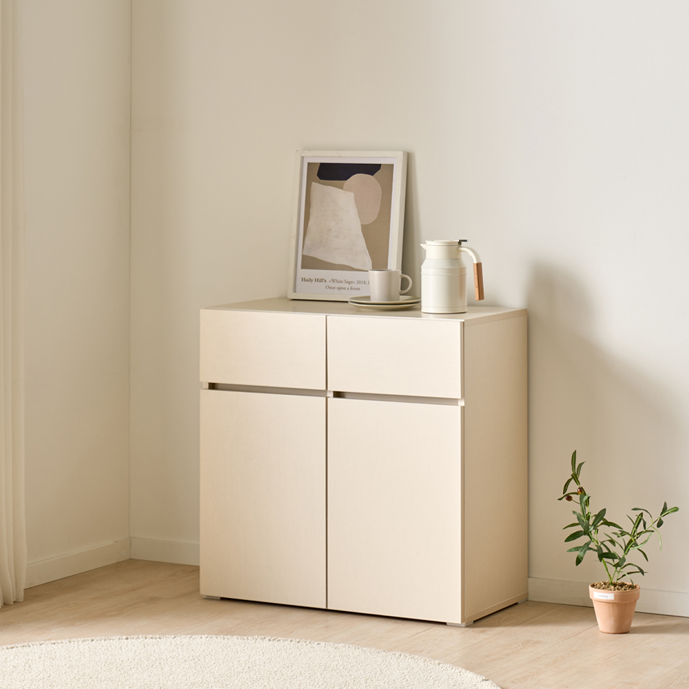 [기본형] 조아 수납장 모듈 다용도 거실 베란다 맘마존 (높은/서랍형 800), 3단, 크림화이트