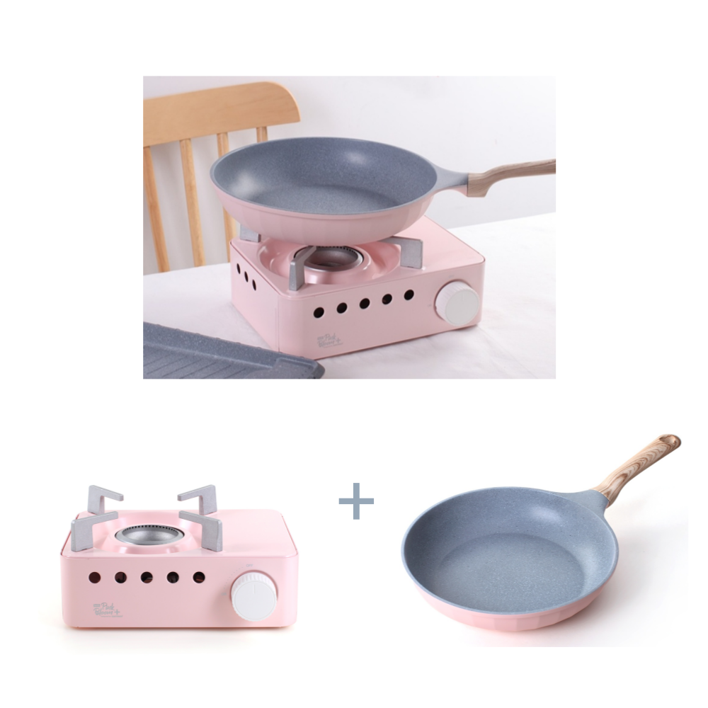 미니 가스버너 핑크 캠핑버너 썬터치 후라이팬 브루스타 2종세트