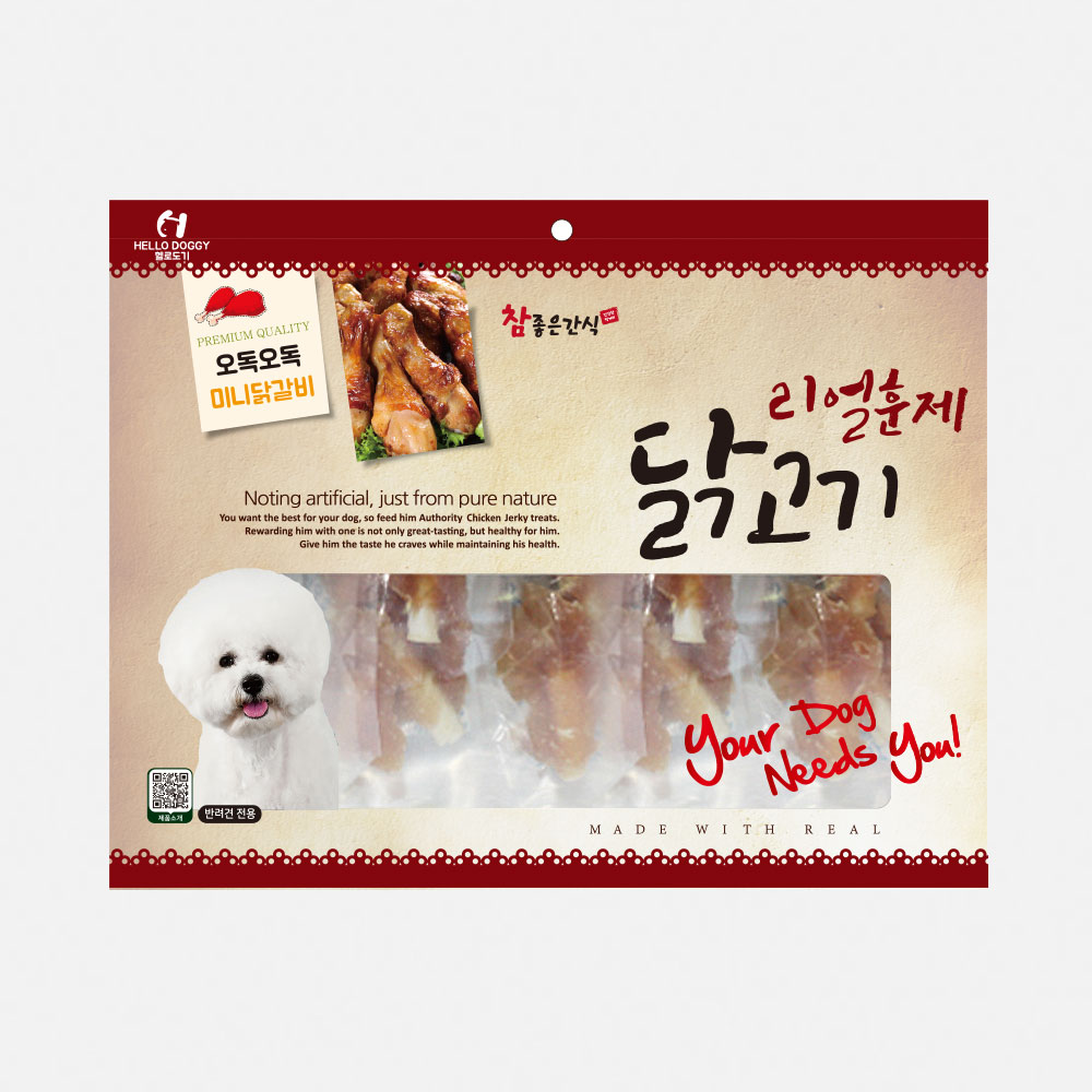 헬로도기 리얼훈제 강아지건조간식 강아지대용량간식 사사미 미니닭갈비, 150g, 1개 - 상품 이미지