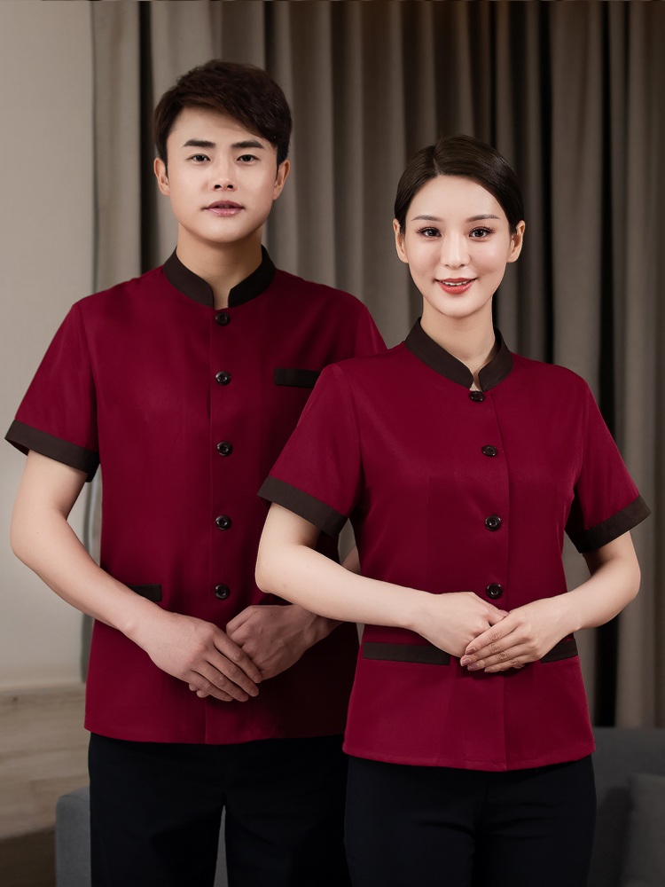 레스토랑 유니폼 청소 작업복 미화복 반팔 병원 호텔 그레이 여성 탑 L - 상세 이미지 4