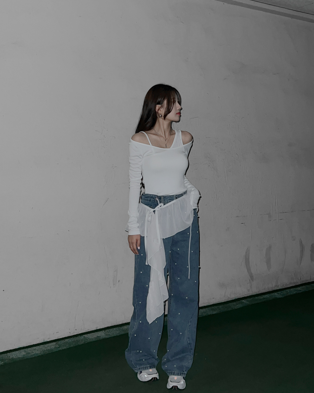 레이어드티 어깨트임티셔츠 오픈숄더티 - 상세 이미지 5
