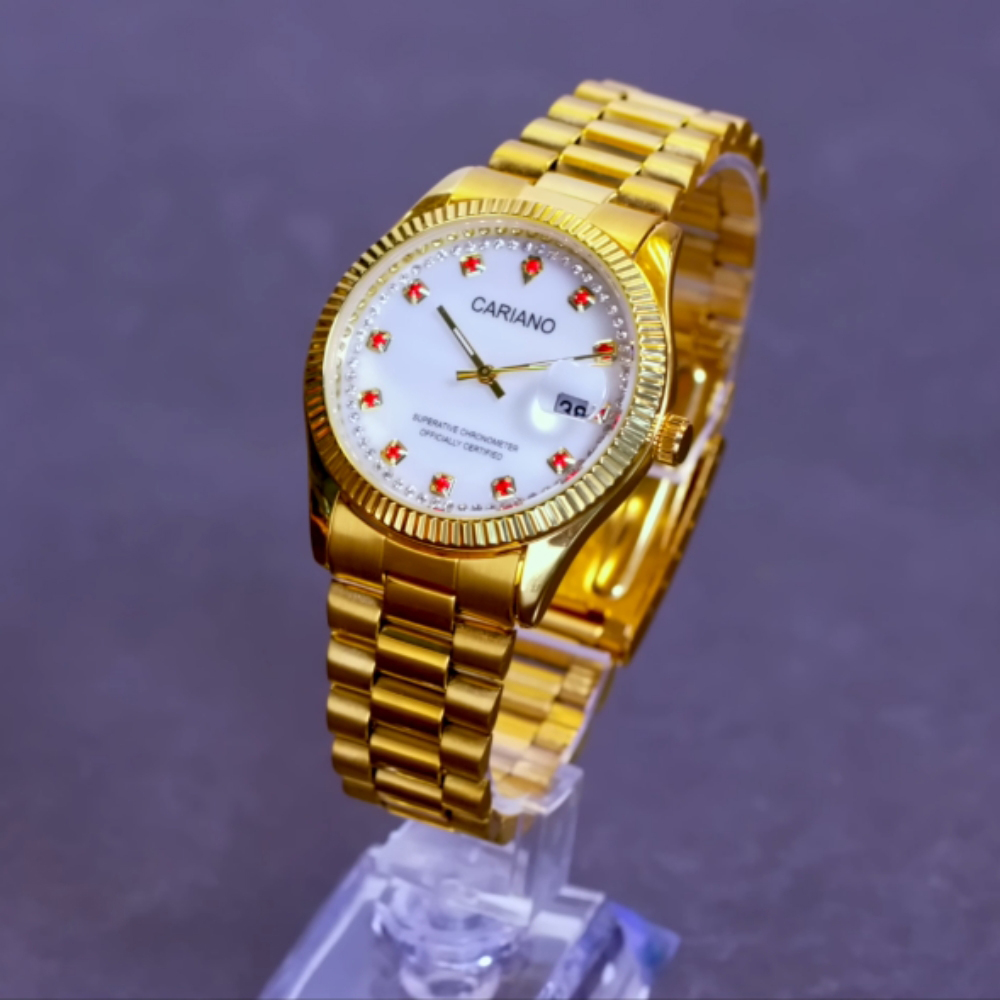 카리아노 프리미엄 24K 금장시계 10주년 도금 남성용 여성 손목시계 세이코 무브먼트