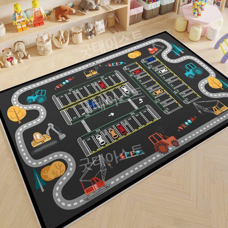 도로 러그 카펫 매트 카페트 주차장 도로놀이 주차장 시뮬레이션 주차공간 100x150cm - 상세 이미지 2