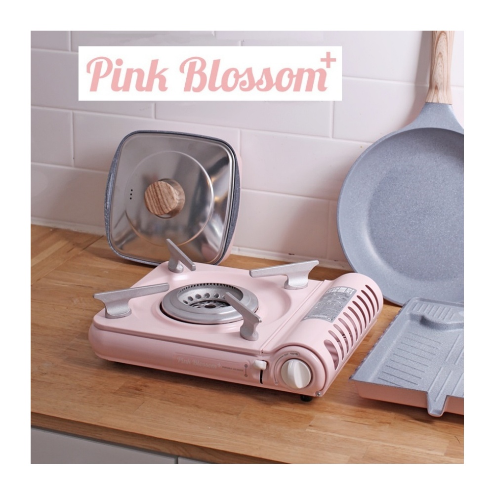 핑크 휴대용버너 슬림 가스버너 후라이팬 26cm 프라이팬 2종