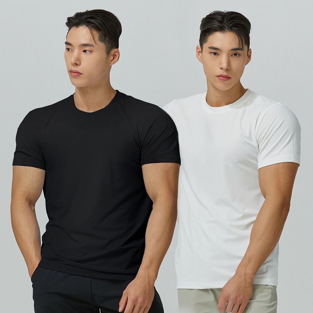 1+1 블랙몬스터핏 쿨베이스 에어 반팔 운동복 러닝복 헬스복 짐웨어