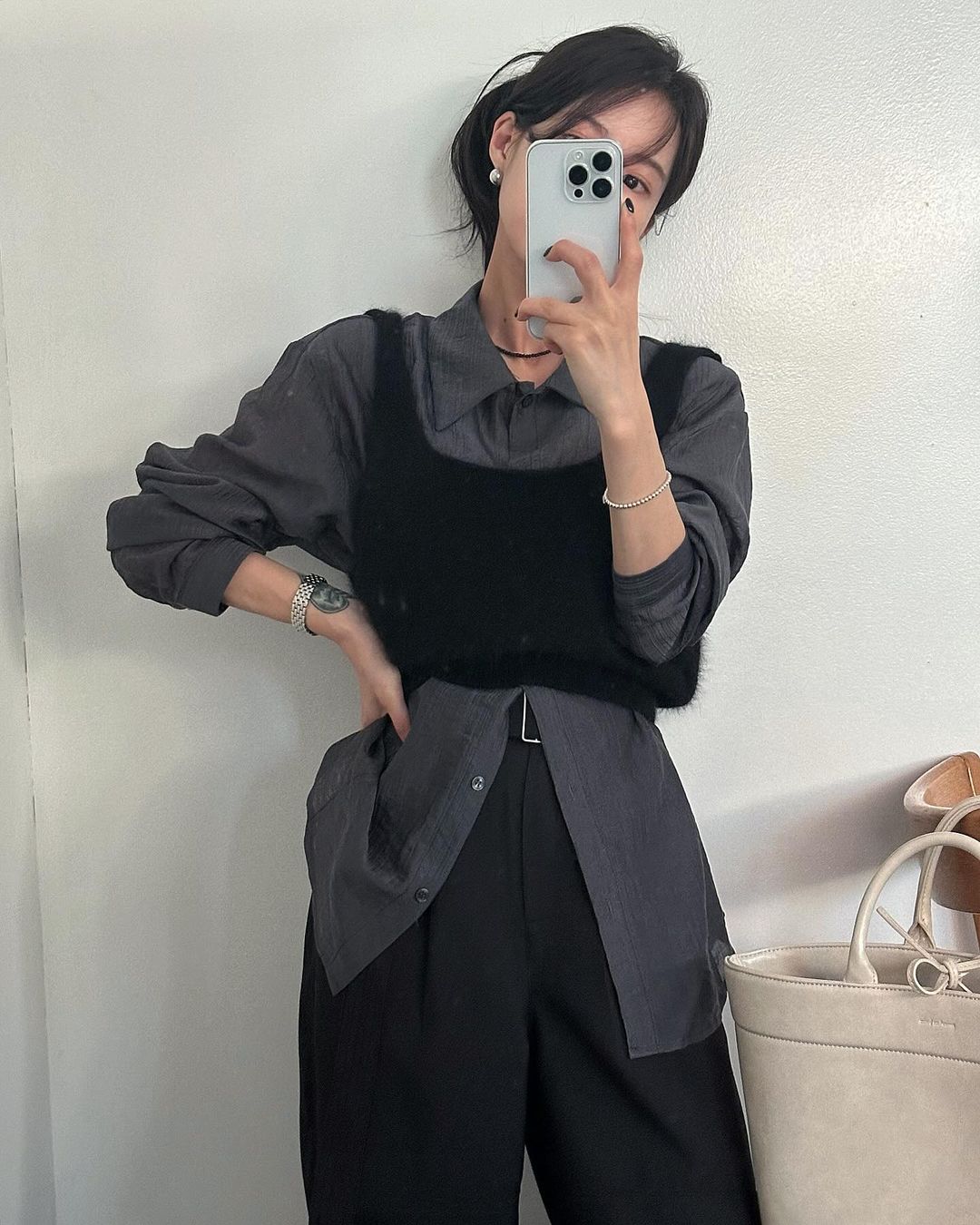 빌로티 여성 가을 오버핏 루즈핏 링클 블라우스