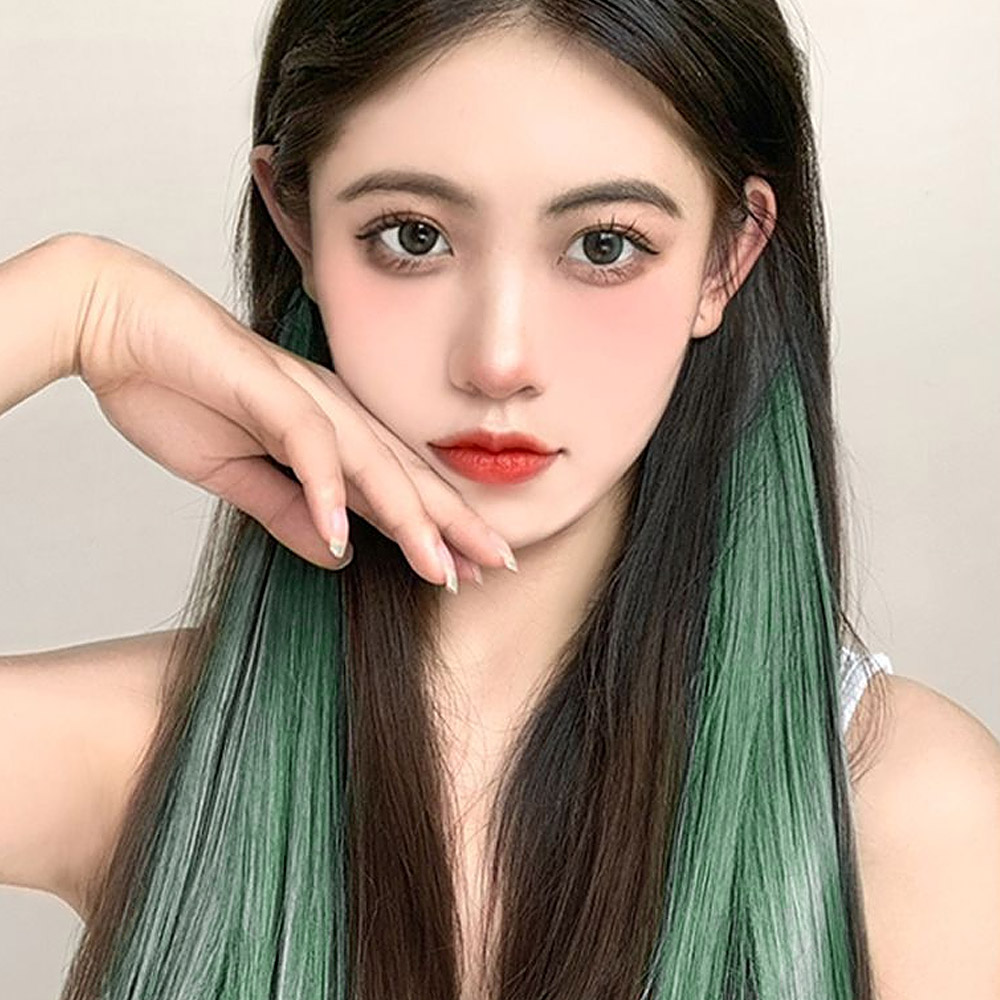 [언니네 가발] 포인트 브릿지 헤어피스(카키) : 언니네가발