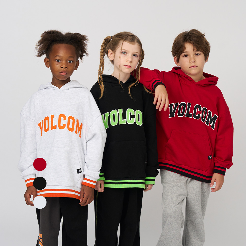 볼컴키즈 포인트 빅로고 후드_D4F315 - 상품 이미지