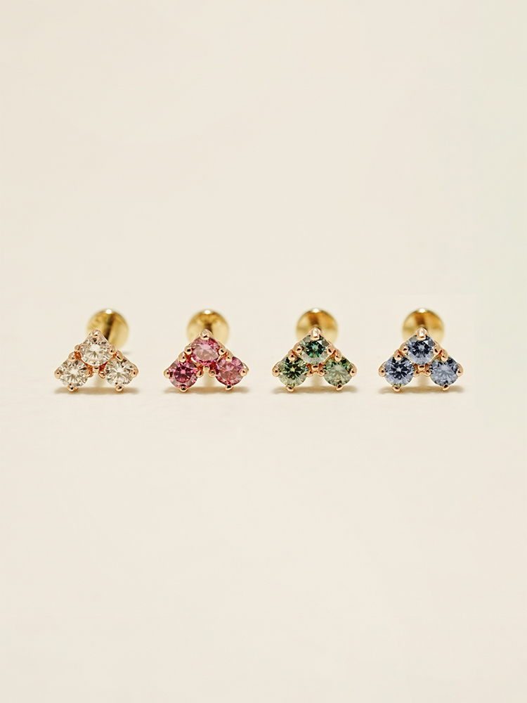 [0.8mm]14K 인터널 모이사나이트 다이아 블럭 하트 라블렛 피어싱 귀걸이 - 상세 이미지 2