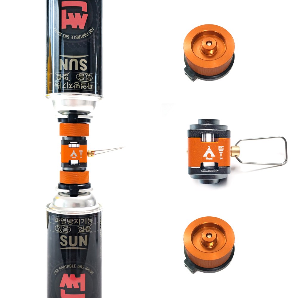 모아이캠핑 부탄 이소 가스세이버 잔량이동 어댑터 골드 고급형 이소부탄 세트