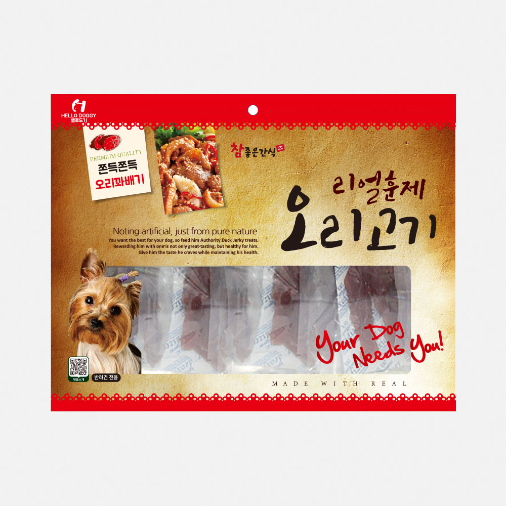 헬로도기 리얼훈제 강아지건조간식 강아지대용량간식 사사미 오리꽈배기, 150g, 1개 - 메인 이미지