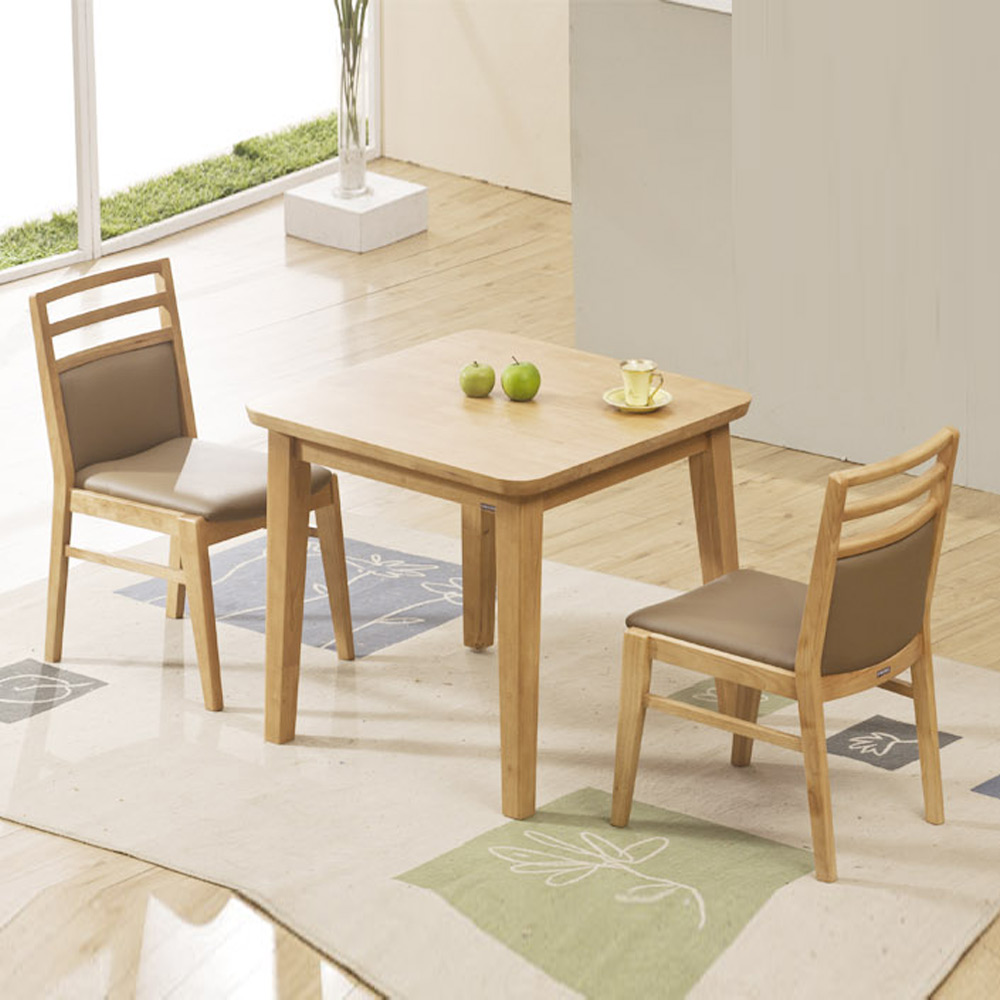 A41고무나무원목 서랍 2인 식탁세트