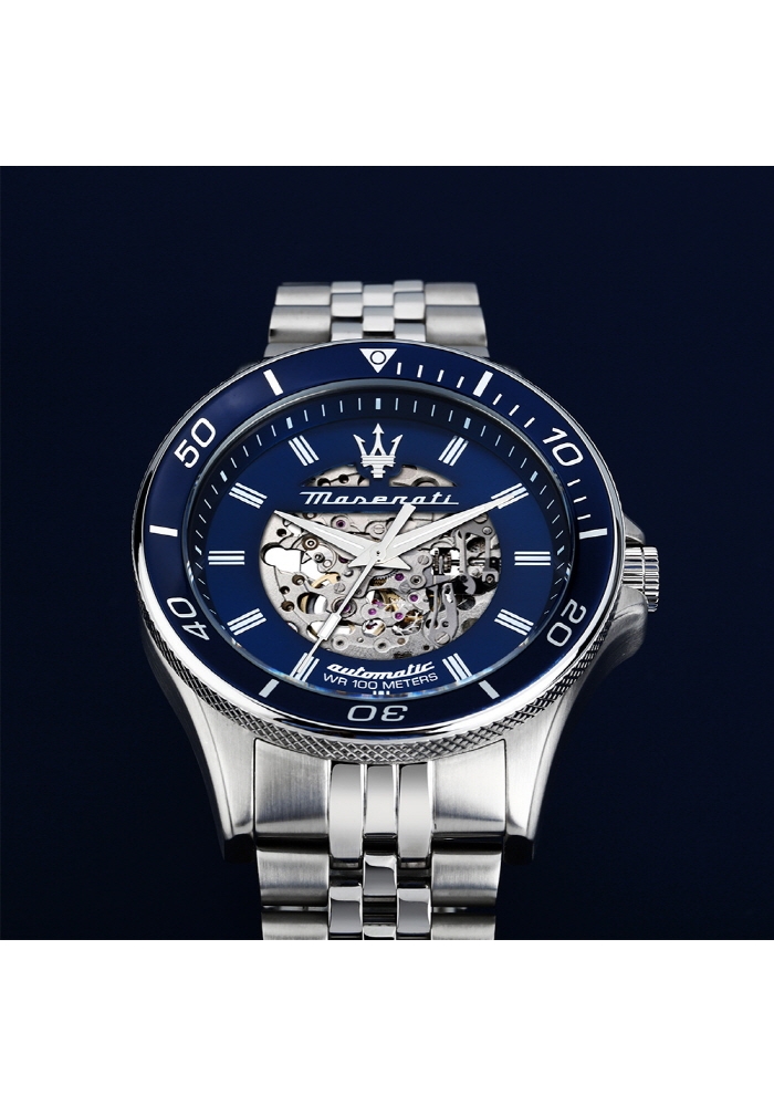 [Italian Design] 마세라티 남자 오토매틱 메탈 클래식 손목 패션 방수 야광시계 다크블루
