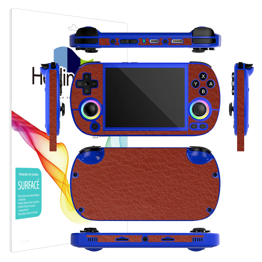 ANBERNIC RG40XX H 휴대용 레트로 게임기 레더브라운 외부보호필름 1세트 - 메인 이미지