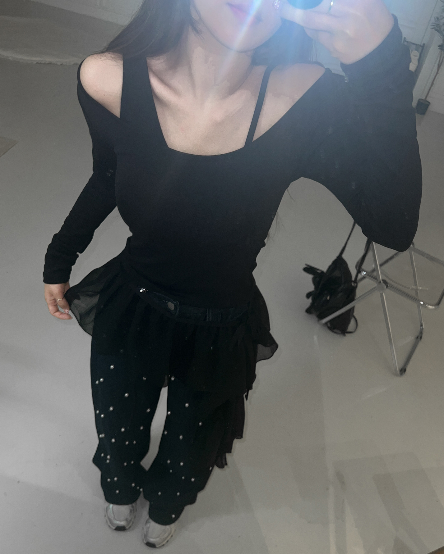 레이어드티 어깨트임티셔츠 오픈숄더티 이미지 8
