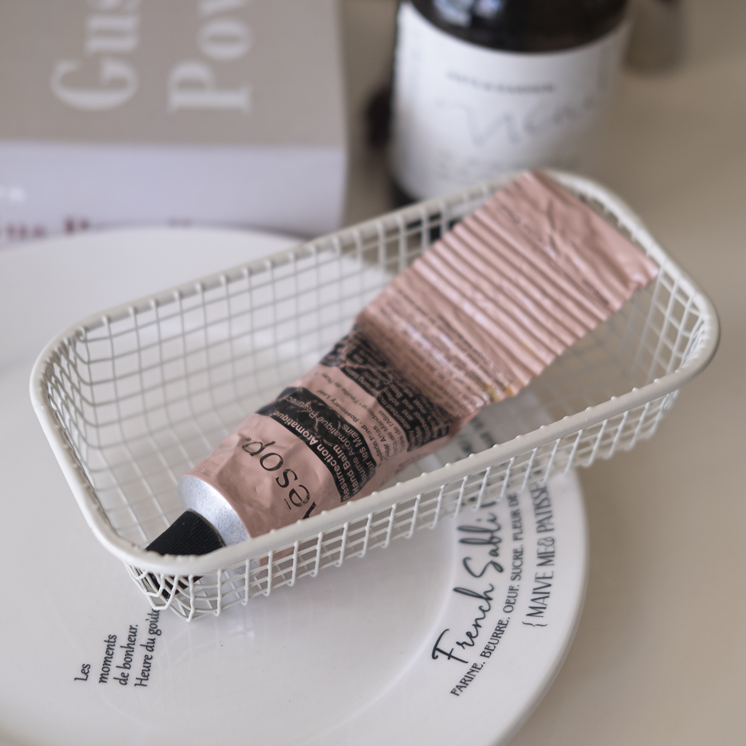 철제 미니 바스켓 직사각 레트로 파스텔톤 주방 화장대 정리 용기