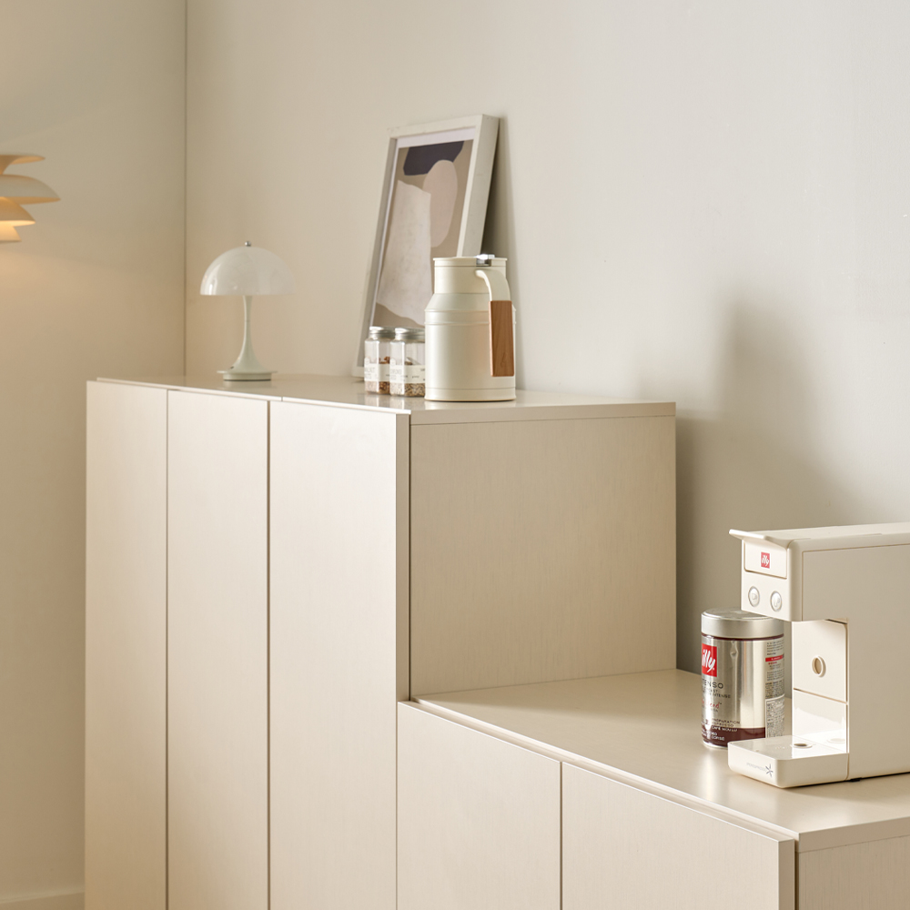 [기본형] 조아 수납장 모듈 다용도 거실 베란다 맘마존 (높은/일반형 800), 2단, 크림화이트