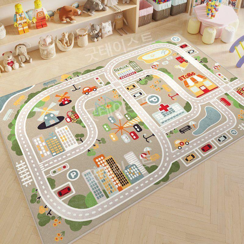 도로 러그 카펫 매트 카페트 주차장 도로놀이 주차장 시뮬레이션 주차공간 100x150cm - 상세 이미지 3