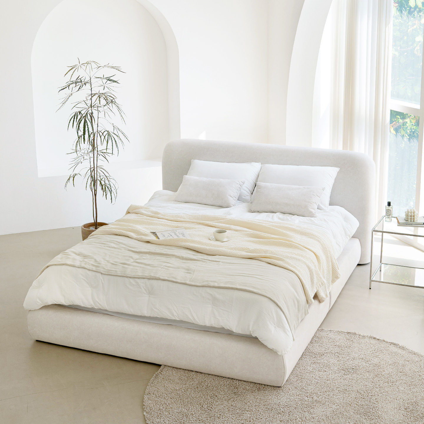 데일리리빙 드레스덴 조야 패브릭 평상형 호텔식 침대 프레임 일반헤드형 SS