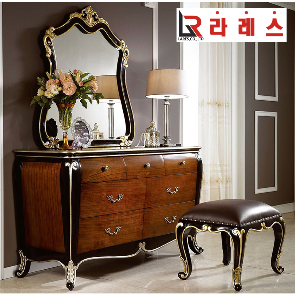 그리스 마호가니원목 와이드 화장대