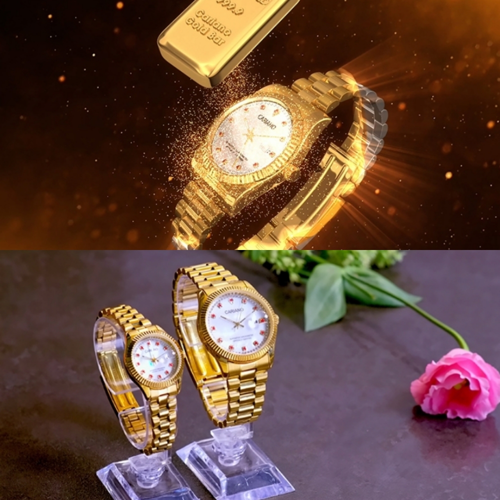 카리아노 프리미엄 24K 금장시계 10주년 도금 남성용 여성 손목시계 세이코 무브먼트