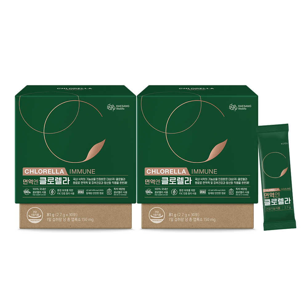 웰라이프 면역엔 클로렐라 엽록소 30포, 2개 - 상품 이미지