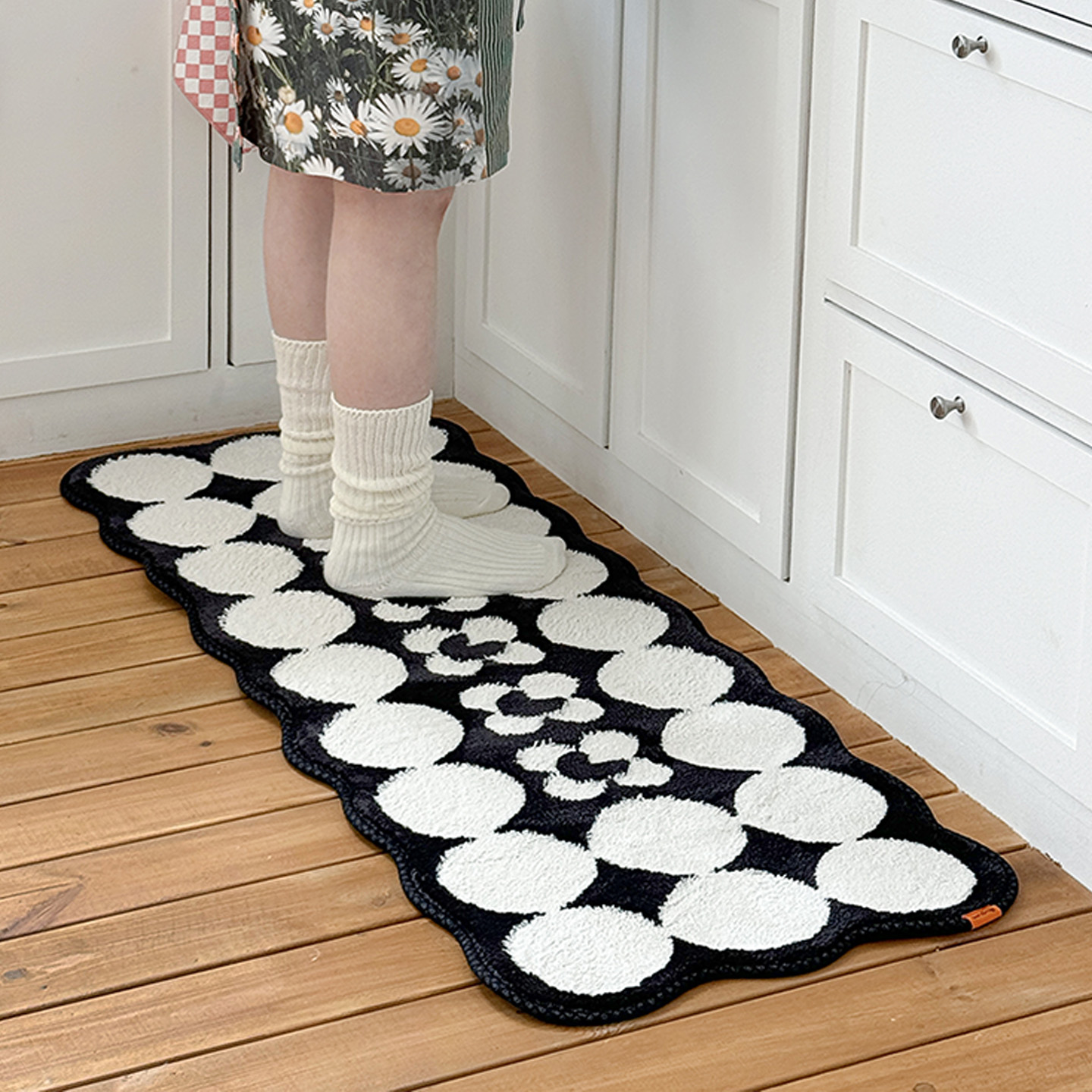 도트앤도트 지아트 리사이클 자카드 주방매트 집들이선물 거실 침실 베이지, 45x120cm - 상세 이미지 4