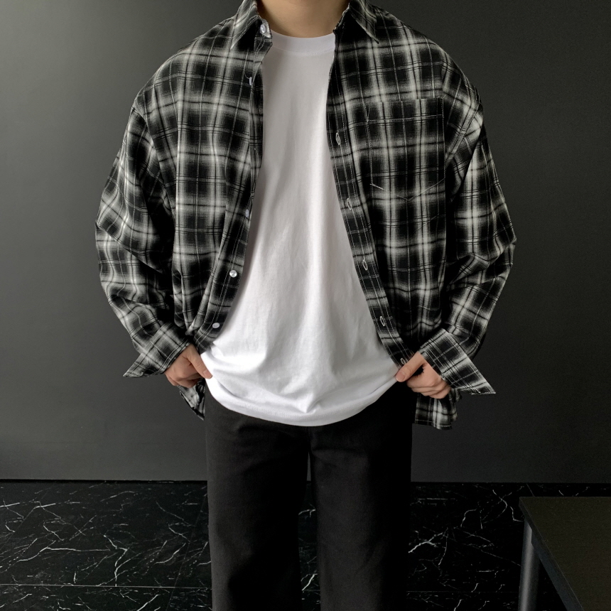 남자체크셔츠 플란넬셔츠 남자오버핏남방 이미지 7