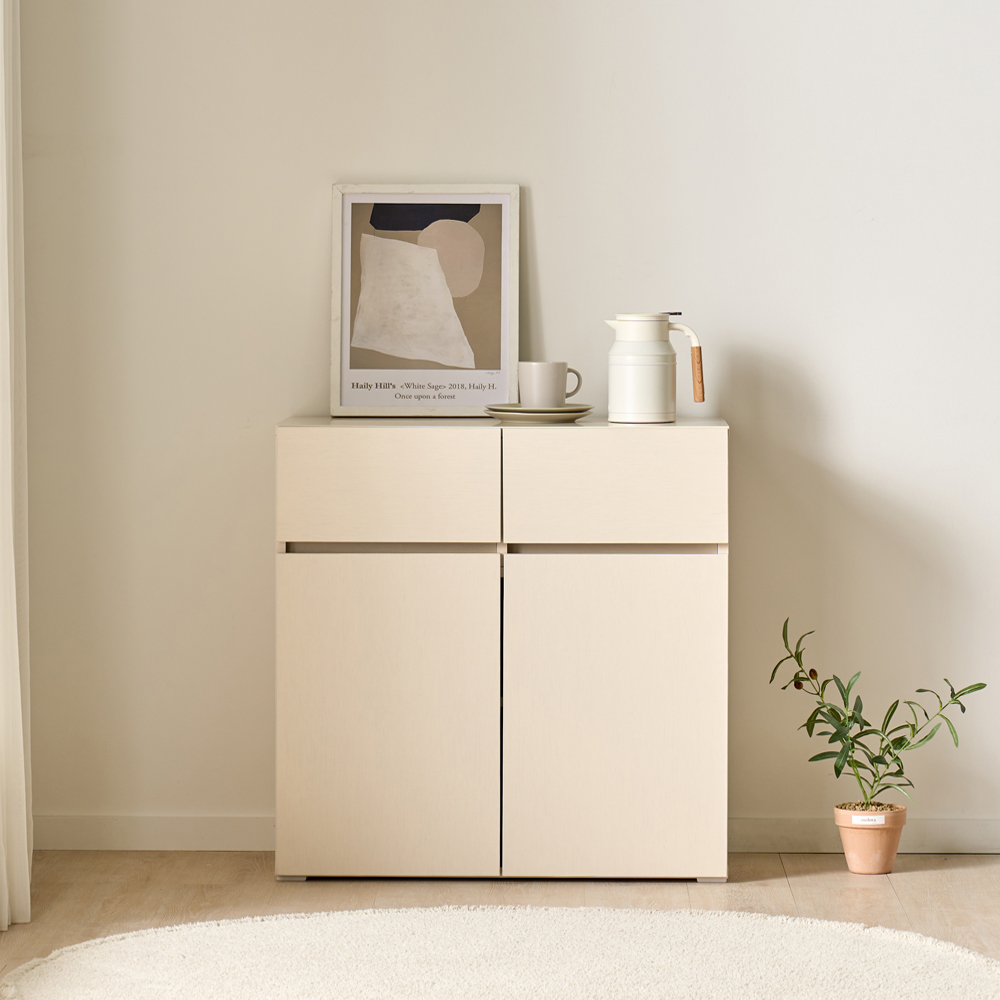 [기본형] 조아 수납장 모듈 다용도 거실 베란다 맘마존 (높은/서랍형 800), 3단, 크림화이트