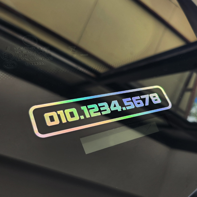 심플한 전화번호스티커 오토바이 차량용 자전거 주차번호 홀로그램 데칼 90x18mm 제품 이미지