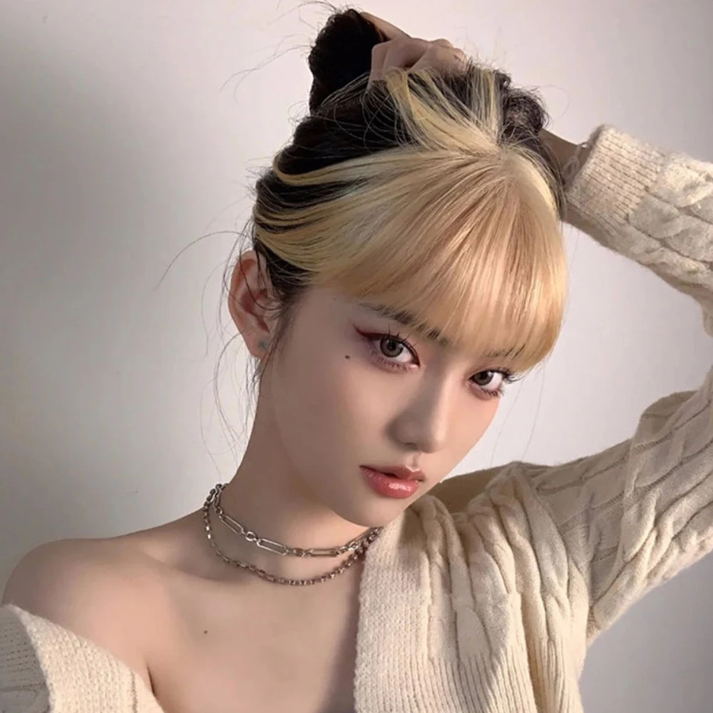 가짜머리 앞머리 가발 만화 소녀 제니 패션 보이지 않는 에어 헤어 라인 교체 여성 헤어웨어 : 램프의요정찌니