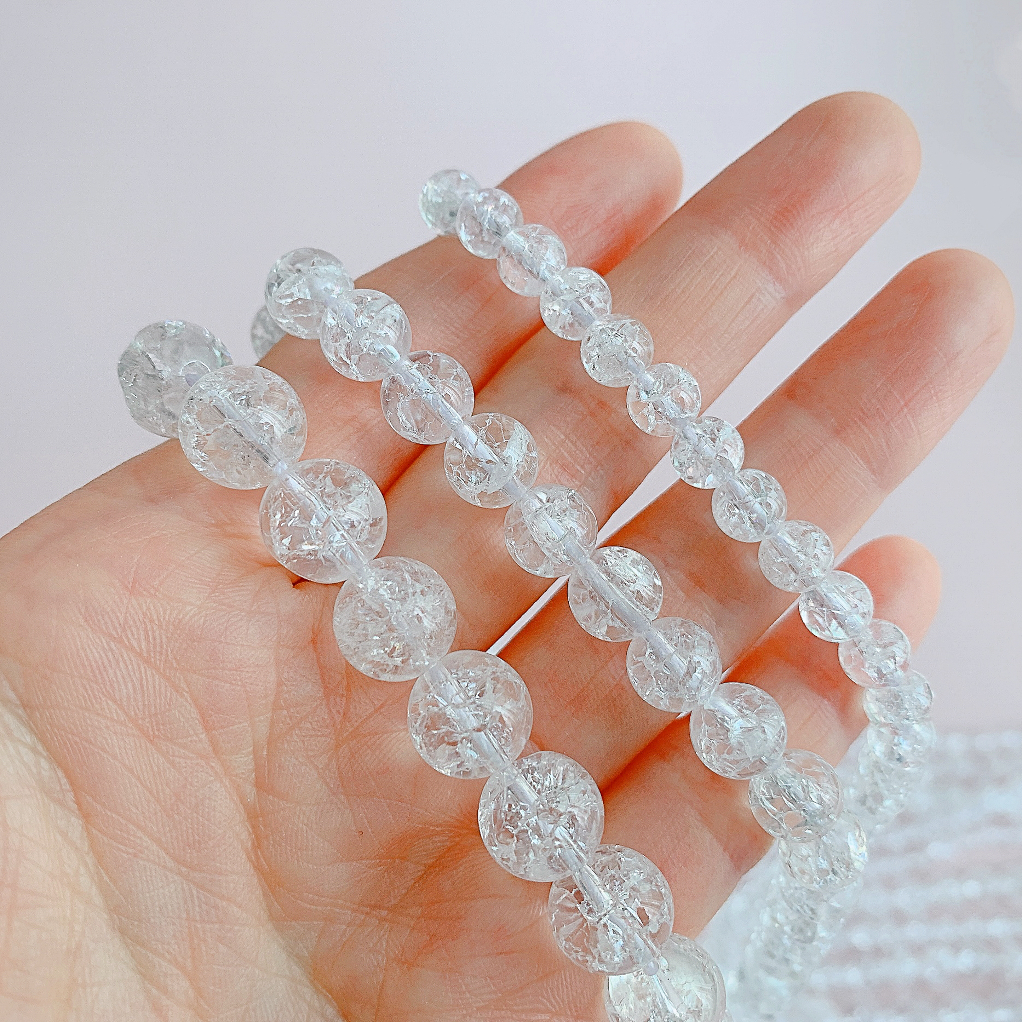 에이플로 A 천연 브라질 크랙 쿼츠 백수정 원석 팔찌 재료 6mm,8mm,10mm, 1줄 - 상품 이미지