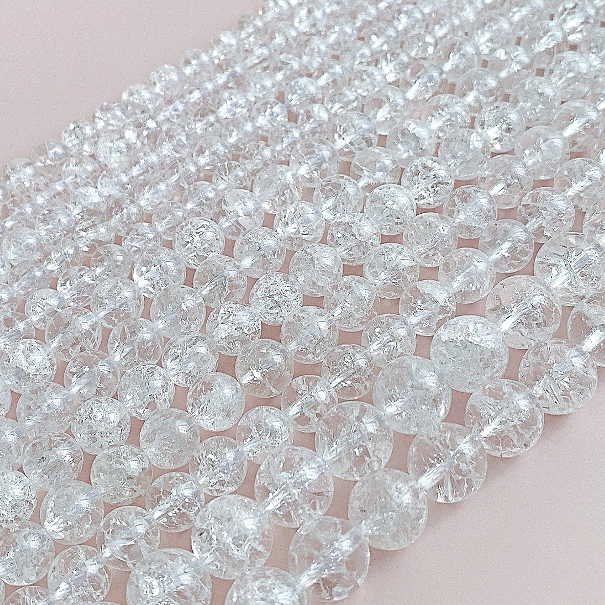 에이플로 A 천연 브라질 크랙 쿼츠 백수정 원석 팔찌 재료 6mm,8mm,10mm, 1줄 - 상세 이미지 2