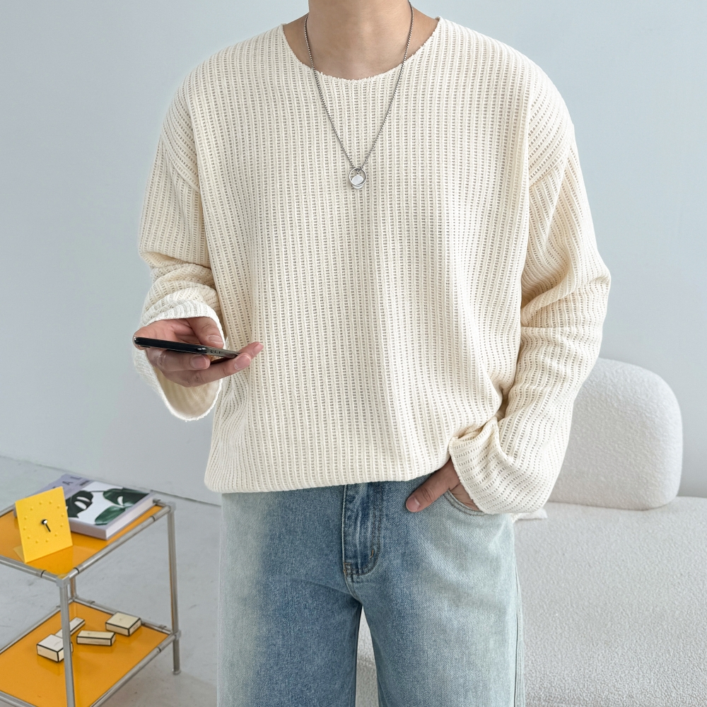 남자오버핏긴팔 남성라운드티 - 상세 이미지 5
