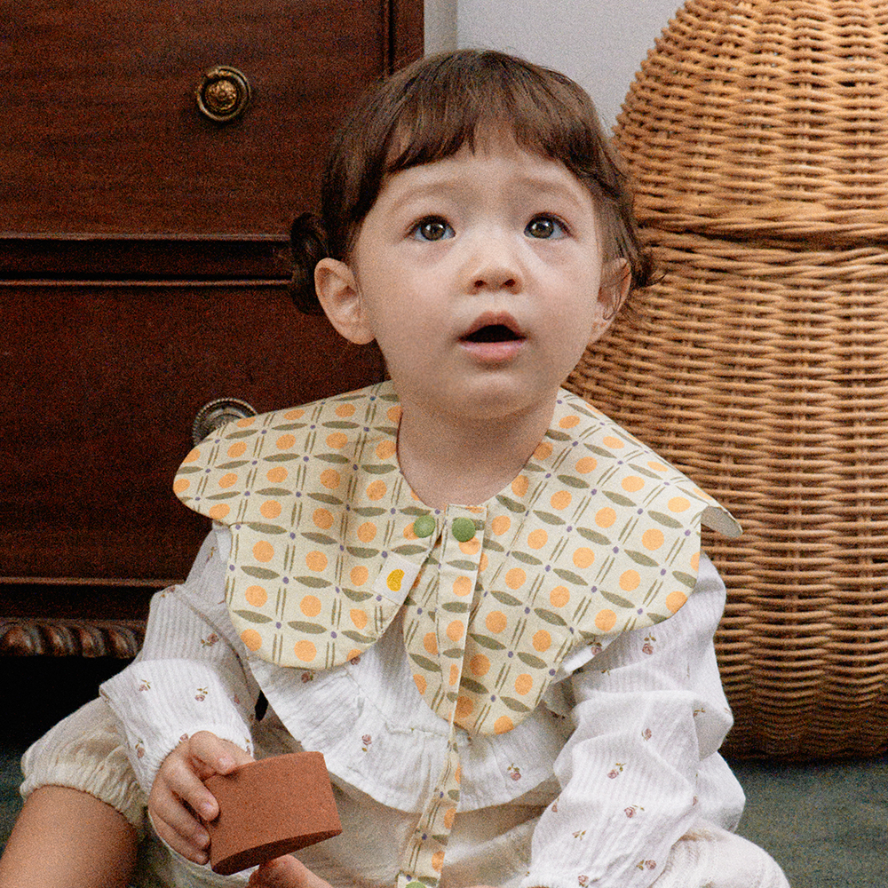 6+1 말랑하니 에어롤링 아기 턱받이 신생아 이유식 침받이 스카프빕 케이프 오렌지